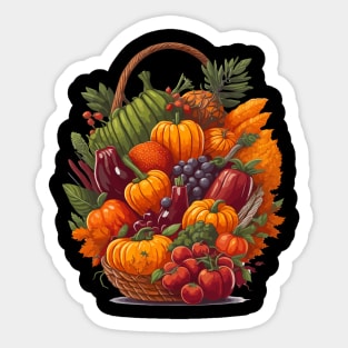 fall vegetable basket Sticker